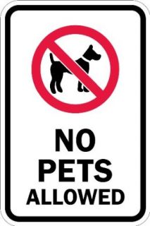 SmartSign 3M High Intensity Grade Reflective Sign, Legend "No Pets Allowed" with Graphic, 18" high x 12" wide, Black/Red on White: Industrial Warning Signs: Industrial & Scientific