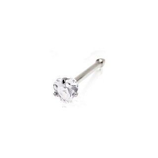Beautiful Clear Heart Shaped CZ On Implant Grade 316L Nose Stud  18G, 3mm Ball Size  Sold as a Pair: Body Piercing Screws: Jewelry