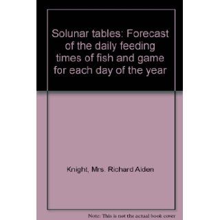 Solunar tables: Forecast of the daily feeding times of fish and game for each day of the year: Mrs. Richard Alden Knight: Books