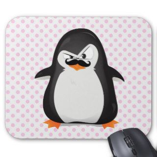 Cute Black  White Penguin And  Funny Mustache Mousepad