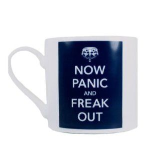 Now Panic and Freak Out Bone China Mug 16 oz: Kitchen & Dining