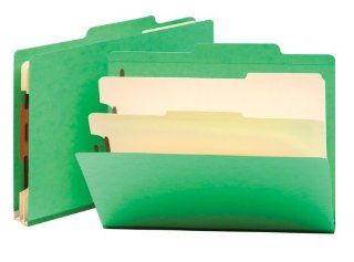 Smead Classification Folder, Letter, 2/5 Right Of Center, 2 Dividers, Green, 10 Per Box (14002) : Top Tab Classification Folders : Office Products