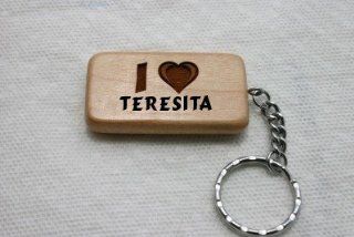 Wooden keychain with I Love Teresita (first name/surname/nickname): Sports & Outdoors