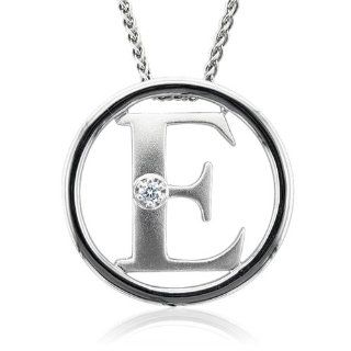 Sterling Silver Alphabet Initial Letter E Diamond Pendant Necklace (HI, I1 I2, 0.05 carat): Bestsellers: Jewelry