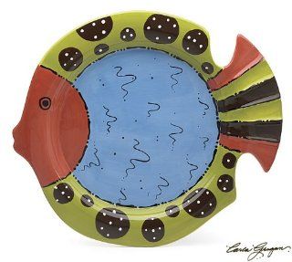 Colorful Fish Shape Platter Designed By Carla Grogan Beautiful Serving Dish: Kitchen & Dining