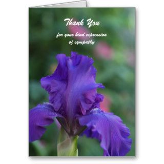 Blank Sympathy Thank You Note Card    Iris