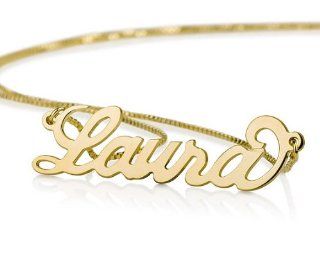14k Gold Personalized Name Necklace   Custom Made Any Name: Pendant Necklaces: Jewelry