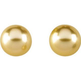 IceCarats Designer Jewelry 14K Yellow Gold South Sea Golden Pearl Earrings. Pair 10.00 Mm Near Round: Stud Earrings: Jewelry