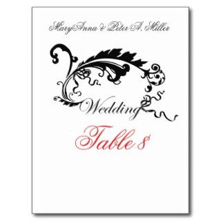 Table Number Formal Wedding Postcards