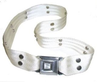 New! Near White Seatbelt Belt With Real Recycled Seatbelt Buckle!: Clothing