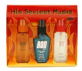 His Sexiest Musks By Parfums De Coeur For Men. Gift Set ( Skin Musk Fragrance Body Spray 2.0 Oz + Bod Man Fresh Blue Musk 1.8 Oz + New Musk Fragrance Body Spray 2.0 Oz ) : Beauty