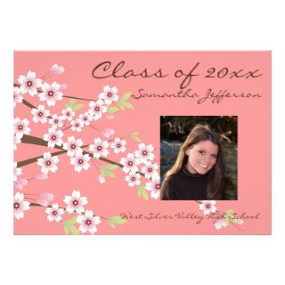 Photo Pink Cherry Blossom Graduation Announcement