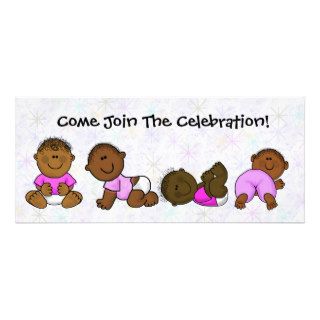 Brown Baby Girls Shower Invitation  Cartoon Fun!