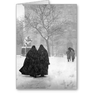 Nuns in Snow circa 1946 Greeting Cards