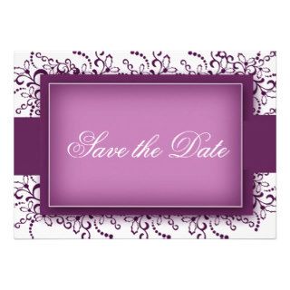 Damask Border Photo Save The Dates (Eggplant) Custom Invitations