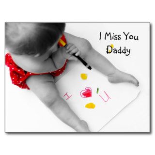 I Miss You Daddy I Love You Dad With Red Heart Post Cards