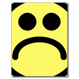 Yellow Sad Smiley Face Post Cards