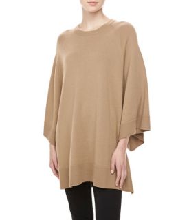 Womens Cashmere Scoop Neck Poncho, Fawn   Michael Kors   Fawn (X SMALL)