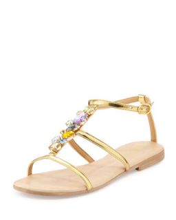 Calley Rhinestone Embellished Sandal, Gold   Sesto Meucci   Gold (37.0B/7.0B)