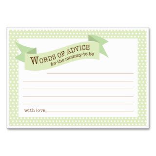 Baby Shower Mommy Advice Card  Green Business Card Template
