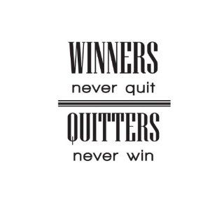 Wall Sticker Decal Quote Vinyl Art Winners Never Quit Quitters Never Win Sports   Wall Decor Stickers