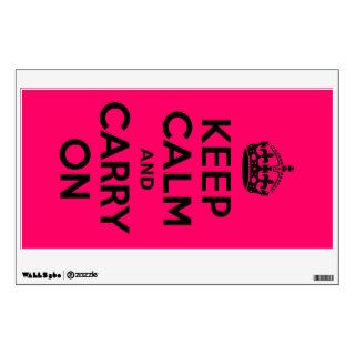 Black Pink Keep Calm and Carry On Wall Decal