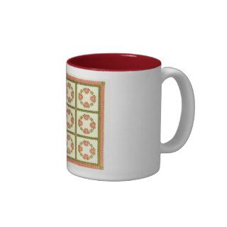 coffee or tea mug with cross stitch quilt pattern