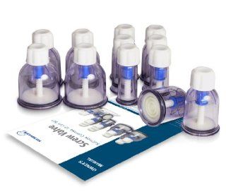 12 Suction Cupping without pump for RELAXING MUSCLES TO BOOST WELL BEING : Steady Ease screw valve suction cups is a modern advancement from traditional cupping treatment. 12 virtually unbreakable plastic cups with built in rubber seal that generates its o