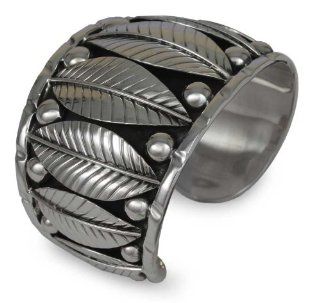 Silver floral bracelet, 'Lush Foliage'   Fair Trade Women's Taxco Fine Silver Cuff Bracelet: Jewelry