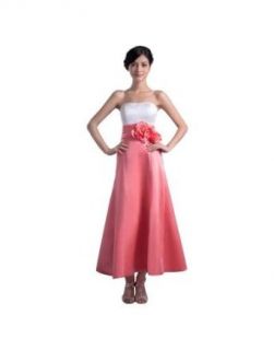 Persun Women's Sheath/Column Strapless Tea Length Chiffon Dress at  Womens Clothing store