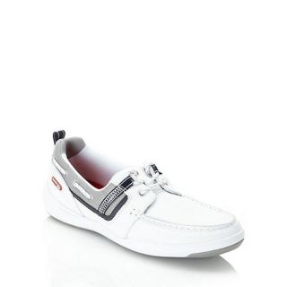 Rockport White leather panelled boat shoes