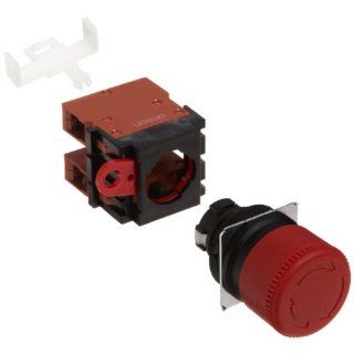 Omron A22E S 02 Emergency Stop Operation Unit and Switch, Screw Terminal, IP65 Oil Resistant, Non Lighted, Push Lock Turn Reset Operation, Red, 30mm Diameter, Double Pole Single Throw Normally Closed Contacts: Electronic Component Pushbutton Switches: Indu