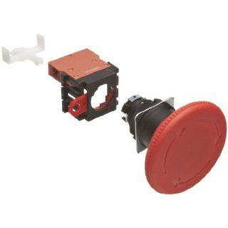 Omron A22E L 01 Emergency Stop Operation Unit and Switch, Screw Terminal, IP65 Oil Resistant, Non Lighted, Push Lock Turn Reset Operation, Red, 60mm Diameter, Single Pole Single Throw Normally Closed Contacts Electronic Component Pushbutton Switches Indu