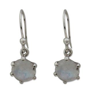Moonstone dangle earrings, 'Romance'   Sterling Silver and Moonstone Dangle Earrings: Jewelry