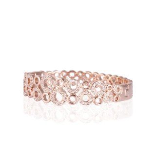 18K Rose Gold Plated Hollow Round Bubbles Swarovski Elements Clear Crystals Tennis Bracelet B161 Tennis Bracelets Jewelry