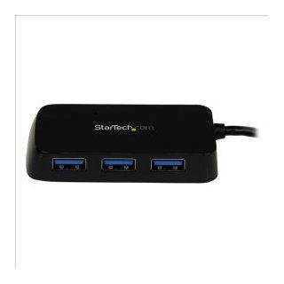 StarTech Portable 4 Port SuperSpeed Mini USB 3.0 Hub with Built In Cable ST4300MINU3B   Black Computers & Accessories