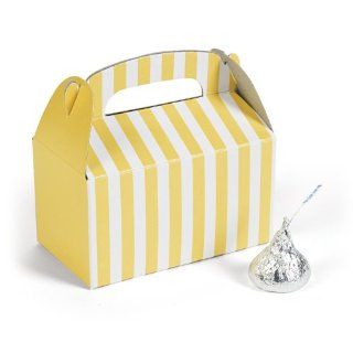 Dress My Cupcake 24 Pack Treat Gable Boxes for Dessert Table, Mini, Yellow Striped: Kitchen & Dining