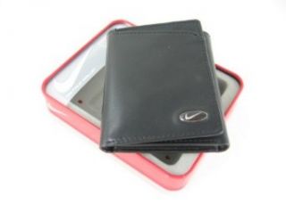 Nike Black Leather Trifold Wallet w/Red Tin Gift Box: Sports & Outdoors