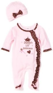 Baby Essentials Baby girls Newborn 2 Piece Daddy's Little Princess Footie With Cap, Pink, 3 6 Months: Clothing