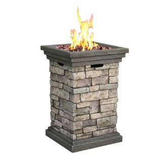 20" Old World Stone Brick Pedestal Style Outdoor Patio Firebowl : Outdoor Fireplaces : Patio, Lawn & Garden