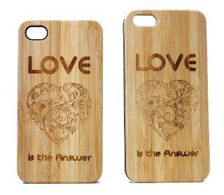 Wood iPhone 5 or 5S Case Cover. Love is the Answer Engraved onto Eco Friendly Bamboo with Natural Wood Grain.: Cell Phones & Accessories
