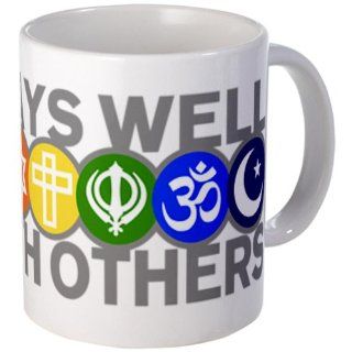 Mug (Coffee Drink Cup) Prays Well With Others Hindu Jewish Christian Peace Symbol Sign : Star Of David Mug : Everything Else