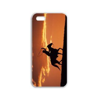 Design Apple Iphone 5/5S Photography Series western cowboy at sunset wide Others Black Case of Hard Case Cover For Girls: Cell Phones & Accessories