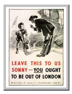 Iposters You Ought To Be Out Of London" War Print 1940s Silver Framed   41 X 31 Cms (approx 16 X 12 Inches)  