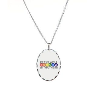 Necklace Oval Charm Prays Well With Others Hindu Jewish Christian Peace Symbol Sign: Artsmith Inc: Jewelry