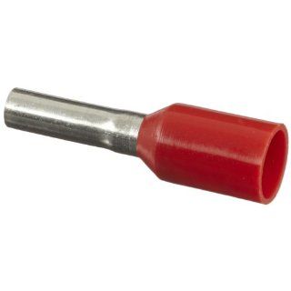 Panduit FSF77 6 D Insulated Ferrule, Single Wire French End Sleeve, 18 AWG Wire Size, Red, 0.11" Max Insulation, 3/8" Wire Strip Length, 0.06" Pin ID, 0.24" Pin Length, 0.49" Overall Length (Pack of 500): Terminals: Industrial &