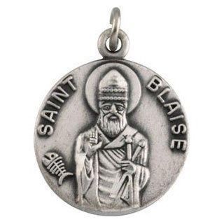 Sterling Silver St. Blaise Medal with 18 Inch Chain: Jewelry