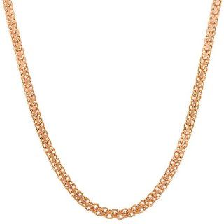 18 Karat Rose Gold over Sterling Silver 3 mm Bismark Chain (18 Inch): Chain Necklaces: Jewelry
