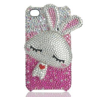 3D Swarovski Crystal Quiet Rabbit iPhone 4G Case: Cell Phones & Accessories