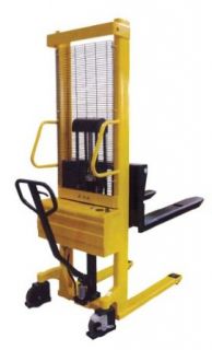 Beacon Combination Hand Pump and Electric Stacker; Overall Size (W x L): 26 3/4" x 42"; Lowered Height: 3 11/32"; Raised Height: 98"; Capacity: 2, 000 lbs; For Use With: Skids Only; Model# BSE/HP 98: Material Lifts: Industrial & Sci